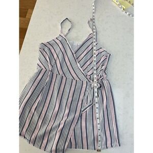 Romper Playsuit Jumpsuit Womans Size Large Striped Wrap Lined Vacation